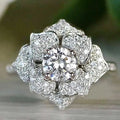 CAOSHI Luxury Flower Design Full Paved Simulated Moissanite Finger Rings for Exquisite Women Wedding Silver Plated CZ Rings OEM