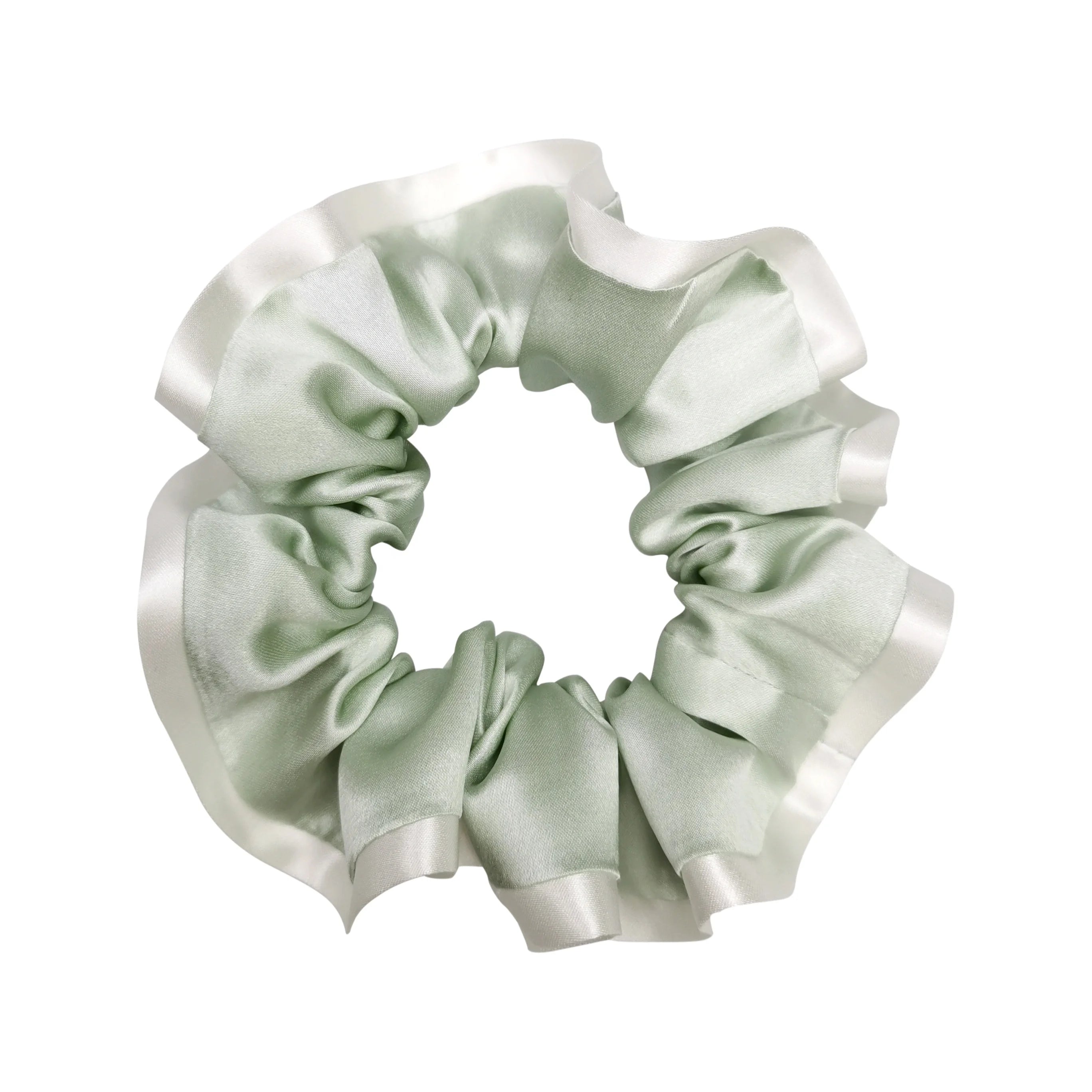 Organza 100% Silk Satin Hair Scrunchies Ties with White Edge Accept Customized