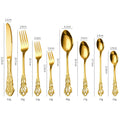 Retro Hollow Palace Stainless Steel Flatware Luxury Knife Fork Spoon Set Gold Cutlery Set for Wedding