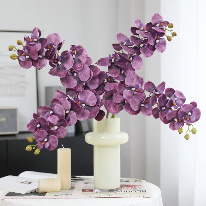 Factory Wholesale Real Touch 9 Heads Artificial Phalaenopsis Butterfly Orchid Flower for Home Hotel Decoration