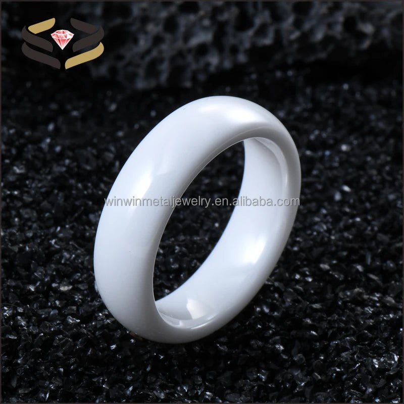 Polished White Ceramic Wedding Band Ring for Men Classic and Trendy Engagement Jewelry Gifts
