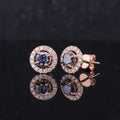 14K Rose Gold Gray Moissanite and Halo Diamond Unisex Stud Earrings Romantic Style for Women Engagement Party Gift