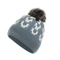 Winter Geometric Striped Pattern Unicorn Fleece Lined Knitted Cap Beanie Hat With Pom Pom