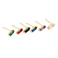 Trendy Simple CZ Crystal Tiny Stone Earrings Gold Plated 925 Silver Rectangle Stone Minimal Stud Earrings