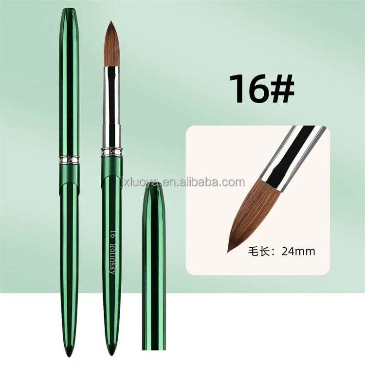 Best Kolinsky Hair Oval Nail Brush for Thick Acrylic Nails Crimped Ferrule Versatile Types for Acrylic Nail Art
