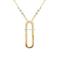 Trendy 18K Solid Gold with Natural Diamond Clip Paper Shape Pendant Necklace Simple Design for Women Gift