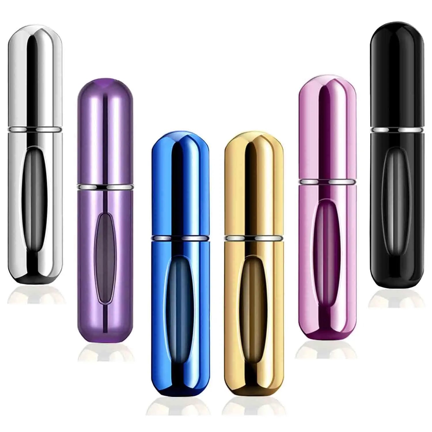 Luxury Portable 5ml Glass Perfume Atomizer Reusable Travel Size Empty Refillable Mini Spray Bottle Aluminum Collar Metal Base