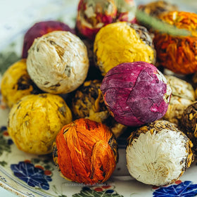 Custom | Made With Love | Dried Blossom Flower Balls Flowering Rose Peony Jasmine Hibiscus Chrysanthemum Mix Organic Growth