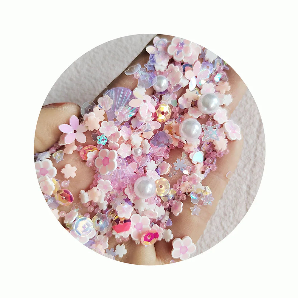 500g Slime Additives Cute Polymer Clay Flower Supplies Heart Star Glitter Sprinkle DIY Slice Topping Filler Slime Charms
