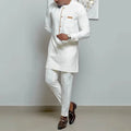 M-4XL Full Sleeved Round Neck Solid Color Minimalist Shirt Casual Pants Two-piece Set African Men's Set Summer New Men's Set