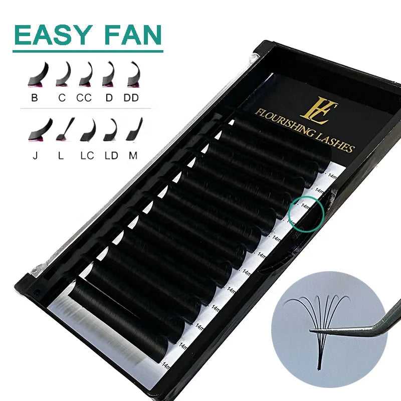 Soft Auto Fanning Lashes Easy Fan Thin Base Mega Volume Fast Fanning Eyelashes Extensions