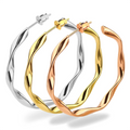 18k Gold Plated Stainless Steel Women Earrings Jewelry Hypoallergenic Gold Twisted Hoop Earrings