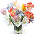 8 Pcs Artificial Cosmos Silk Tulips Flower Wildflower Long Stem Colorful Spring Bouquet for Floral Wedding Garden Table Decor