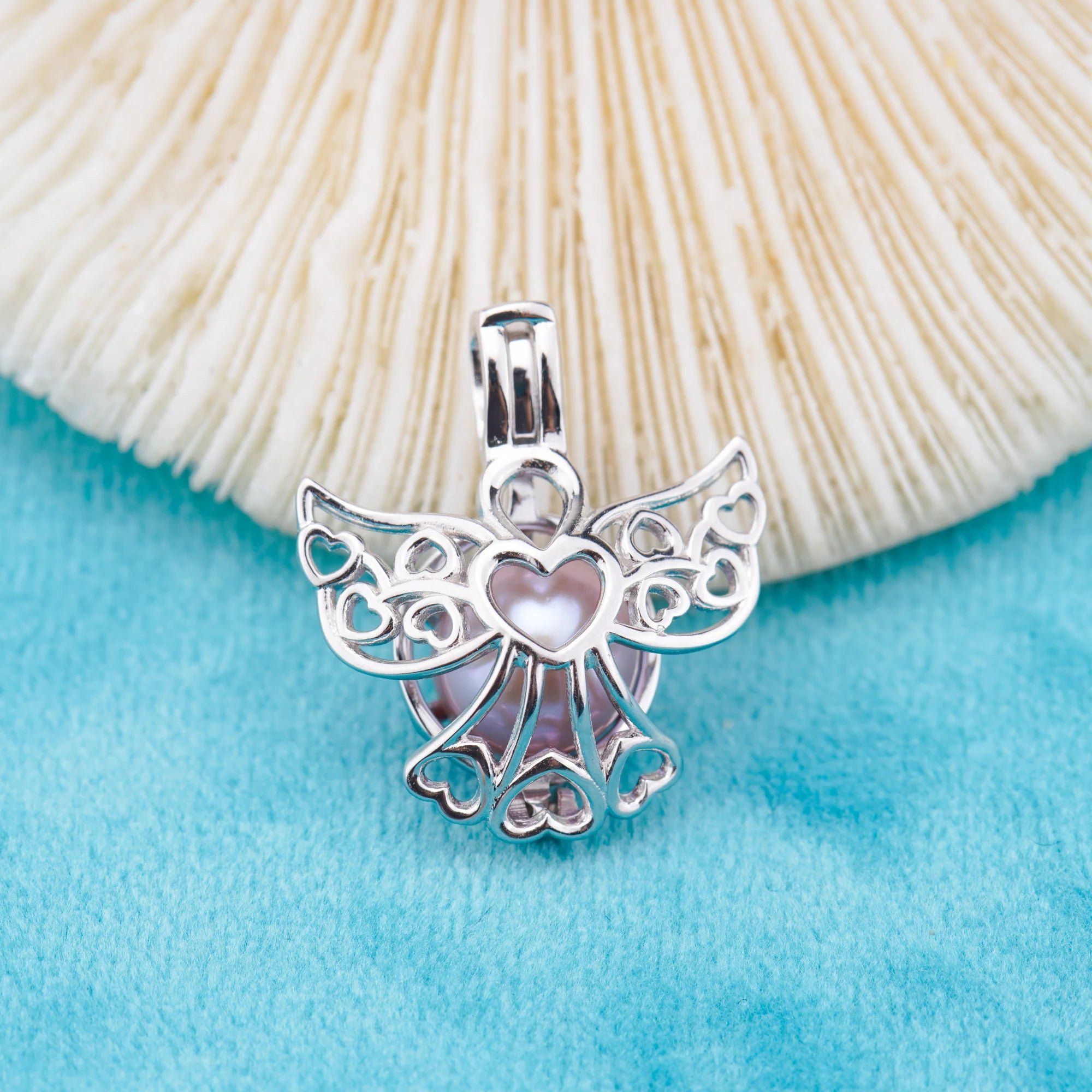 C030090 Sterling Silver Freshwater Pearl Cage Pendant Necklace Jewelry Locket for Pearl Party
