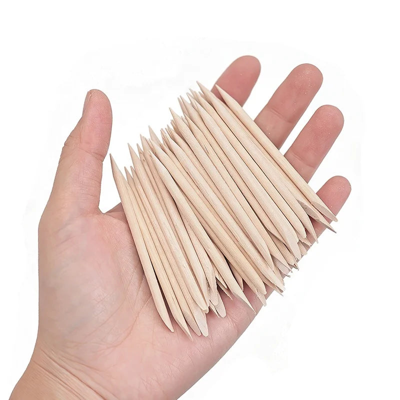 Wholesale 100pcs Wood Nail Sticks Wooden Cuticle Pusher Cuticle Removal Manicure Pedicure Tools