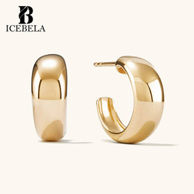 Wholesale Fashion Fine Earrings Jewelry Women Minimalist 925 Sterling Silver C-Shape Stud Earring for Girls