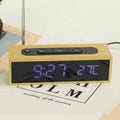 EMAF Elderly Portable Natural Bamboo Desk Table Digital Clocks Temperature Voice Sensor LED Digital FM Radio Alarm Clock