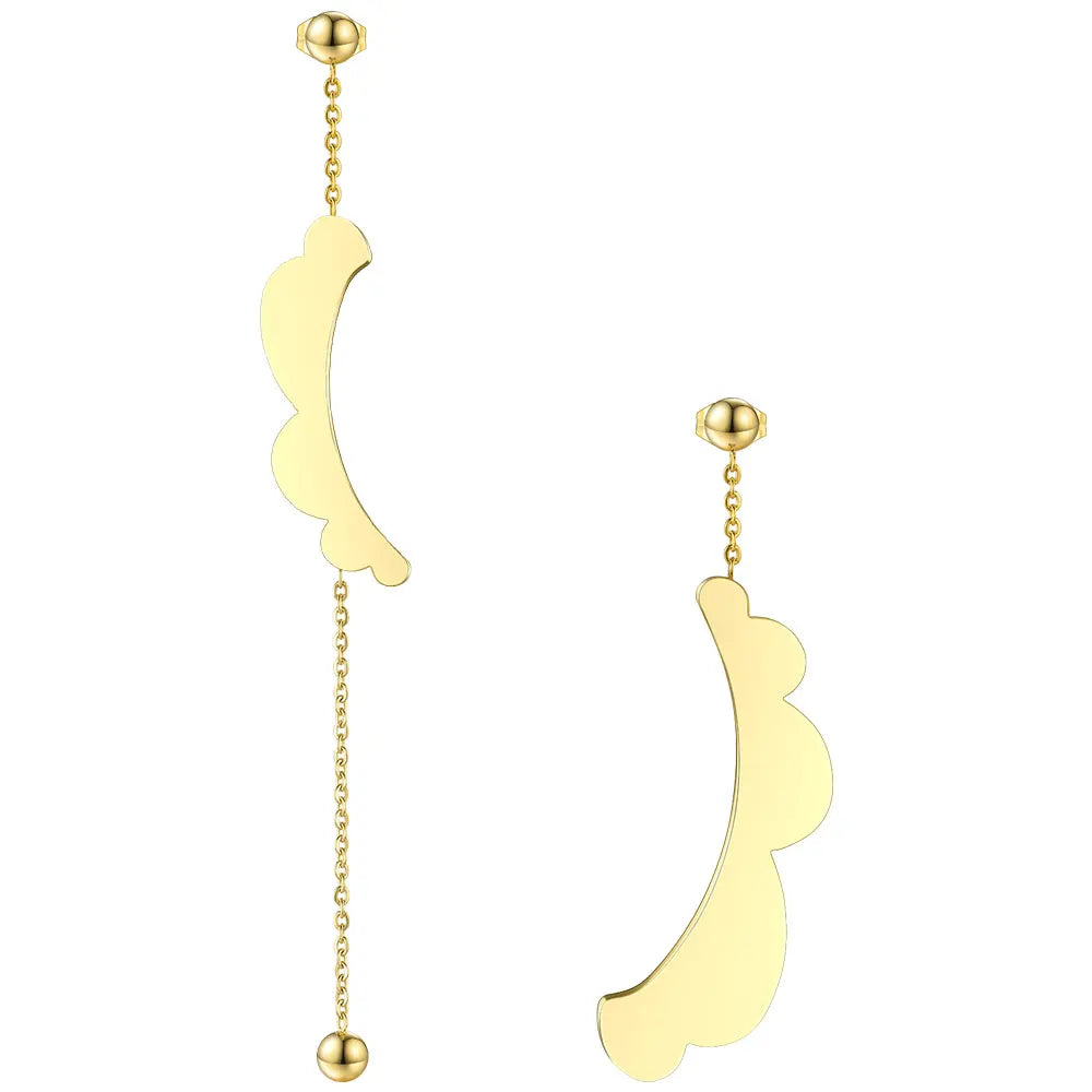 PVD 18K Gold Plated Stainless Steel Jewelry Irregular Wave Drop Earrings Long Chain Trendy for Women Gift Earrings EB181066