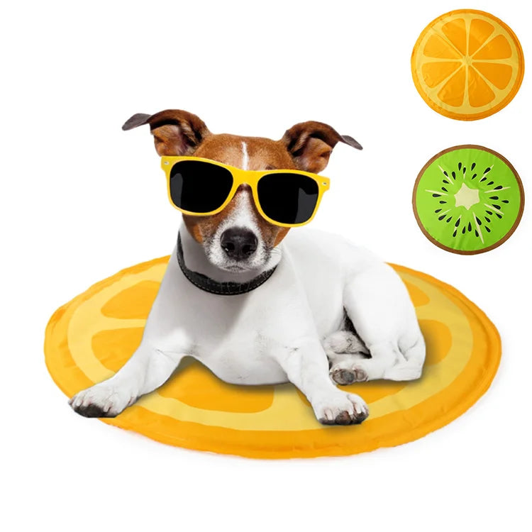 AFP Washable Summer Fruit Orange Bed Pad Chilly Cooling Gel Dog Cool Mat for Pet Dogs Cats