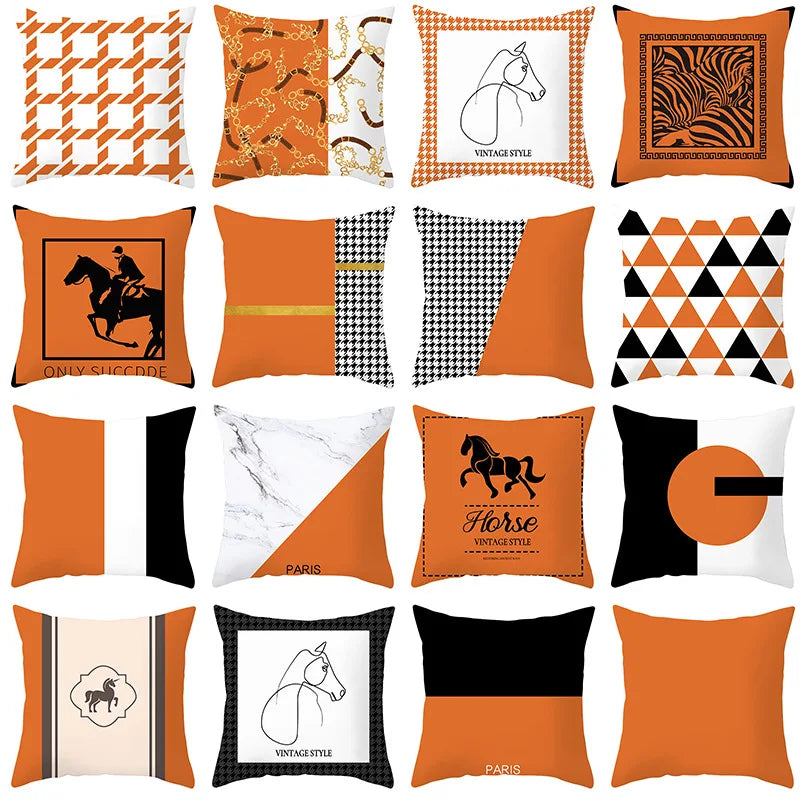 Wholesale New Design Modern Minimalist Abstract Orange Throw Pillow Case 18x18 Inch Home Decoration Cushion Cover