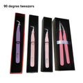 Custom Private Label 45/75/90 Degree Nano Grip Eyelash Tweezers Fiber Tip Lash Extension Tweezers with Print Logo Beauty Tool