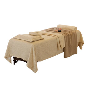 Cream White Customized Beauty Salon Bed Sheet Four Pieces Massage Bedspread Set