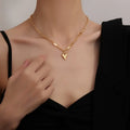 Love Heart  18k Gold Plated Stainless Steel  Chain Necklace Pendant Choker for Women Men Girls Boys
