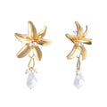 Fashion Jewelry Large Flower Pearl Alloy Stud Earrings Wholesale Party Gift Anniversary