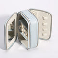 Double Zipper PU Leather Jewelry Box Lipstick Necklace Ring Jewelry Ornaments Storage Box with Mirror