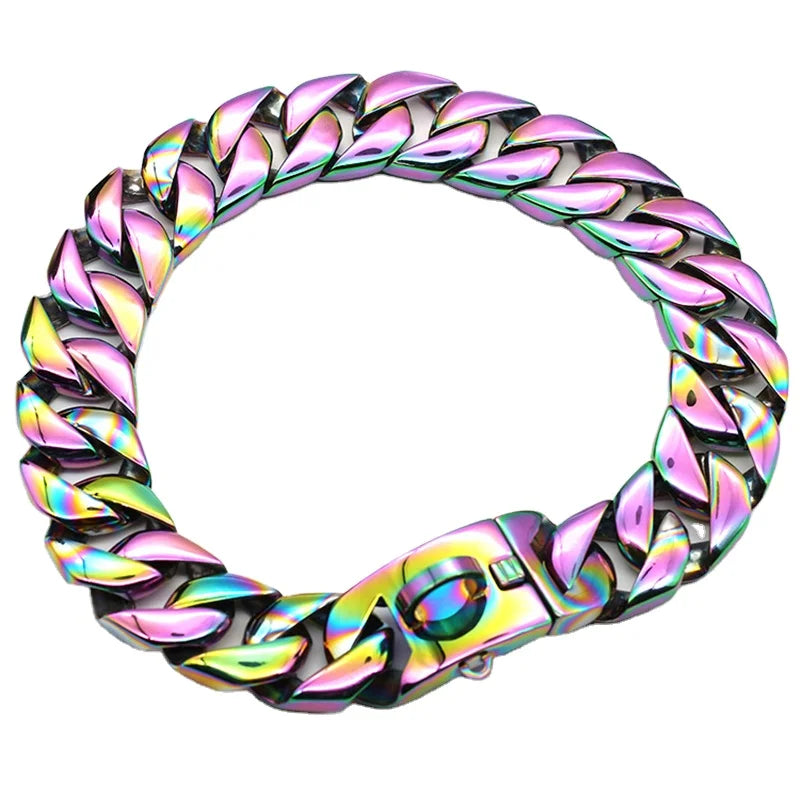Hot Style Custom Length Dog Colorful Stainless Steel Bully Large Stainless Steel Dog Chain Dog Collar