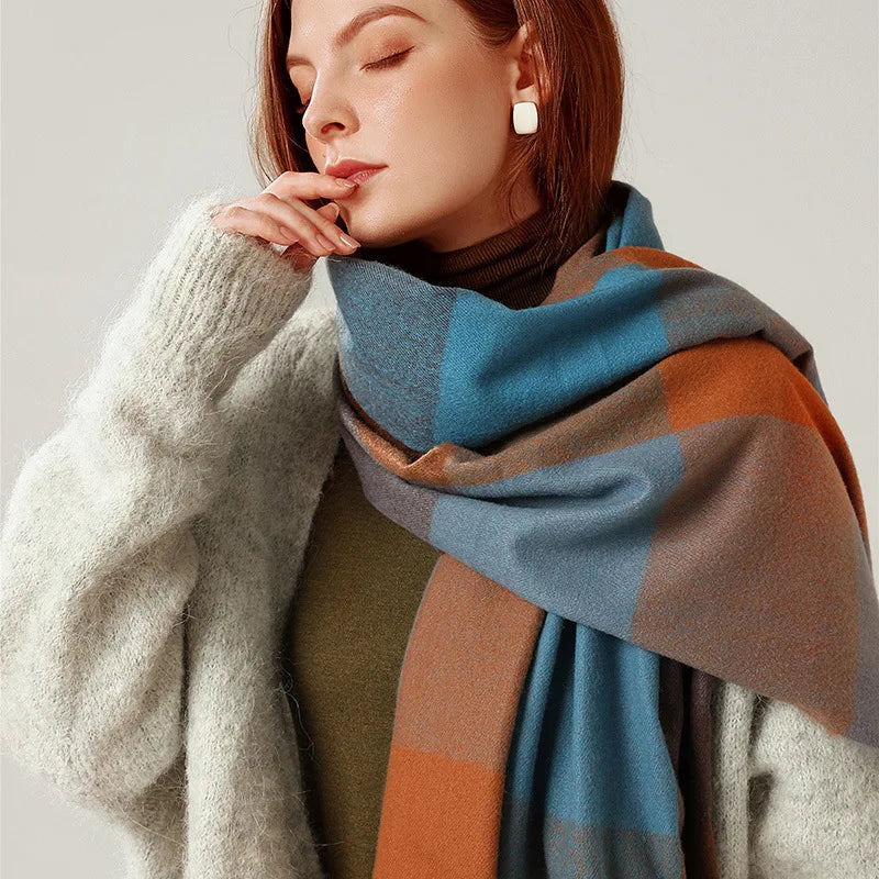 Manufacturer Hot Selling Colorful Plaid Pattern Pashmina Shawls Ladies Winter Scarves Color Match Checked Cashmere Scarfs