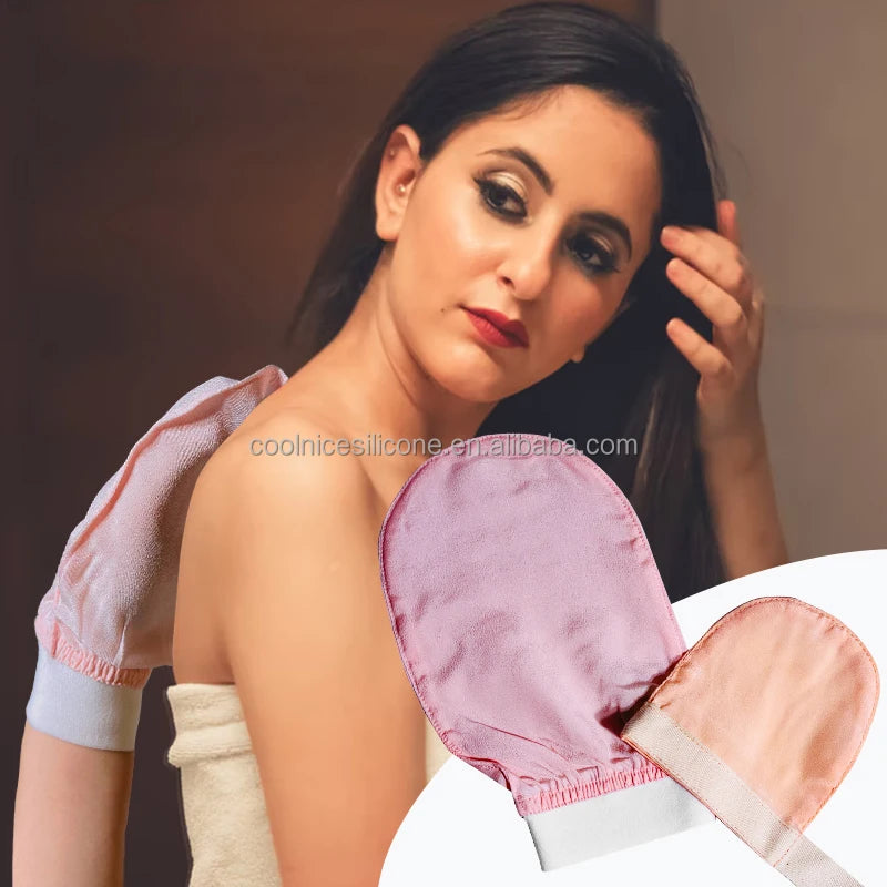 2025 New Trend Luxury Silk Glove Exfoliating Gloves for Body Face