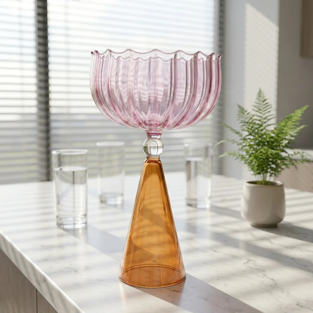 Sustainable Heat-Resistant Nordic Borosilicate Glass Stemware Stripes Hand Blown Custom Logo Cup Party Graduation Gifts MegaBDM