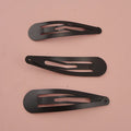 8cm Black Big No Hole Tear Drop Hair Clips Metal Snap Hairgrip Large BB Hairpins Lead Free Nickle Free