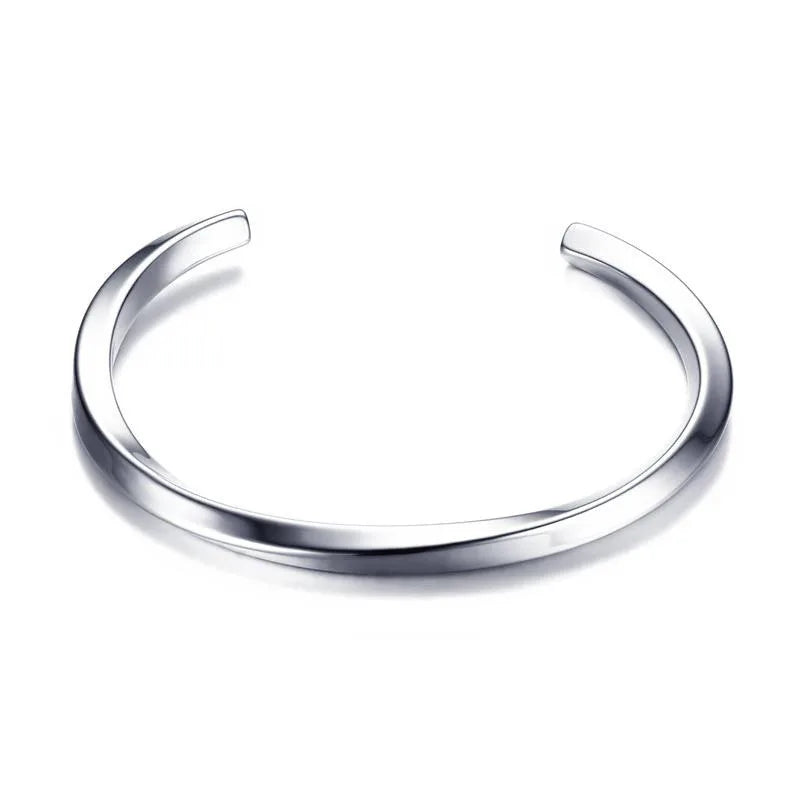 Custom Cuff Jewelry Mens Vintage Silver Titanium 316L Stainless Steel Twisted Bangle Bracelet