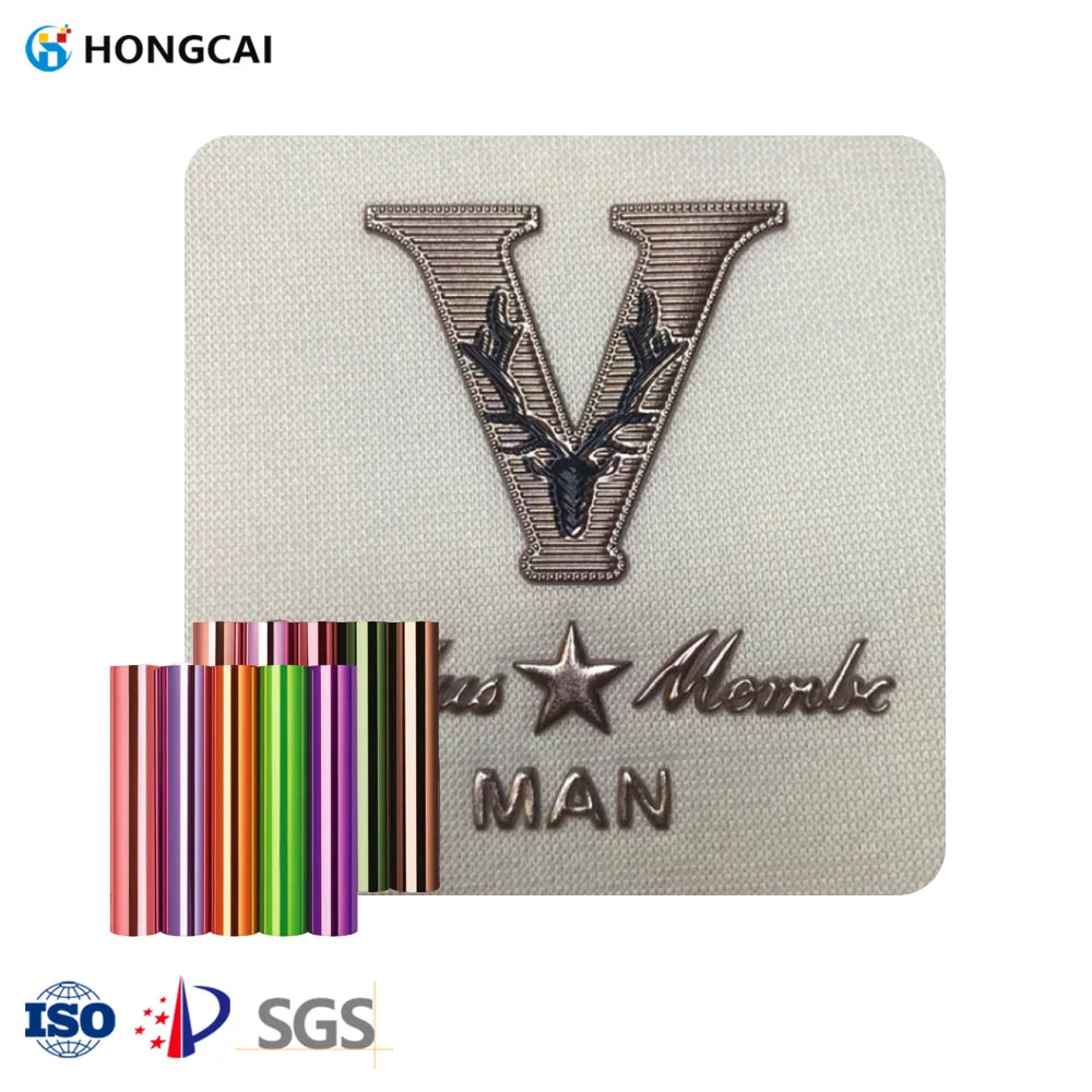 3D Embossed TPU Metal Heat Transfer Vinyl Roll Film PET Material 'Iron-On' for Bags and Clothing High Temperature 3D Badges
