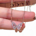 Elegant Women's Loftily Jewelry Link Chain Necklaces Gold Silver Pendant Charms with Butterfly Crystal Featuring Pearls Diamonds