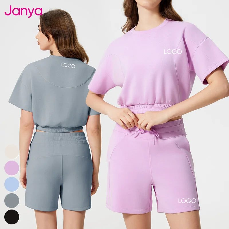 Janya Women's Active Set XS Size Short Sleeve Top Sports Shorts 2 Piece Suit Gym Fitness Yoga Clothing Sets Wholesale Activewear