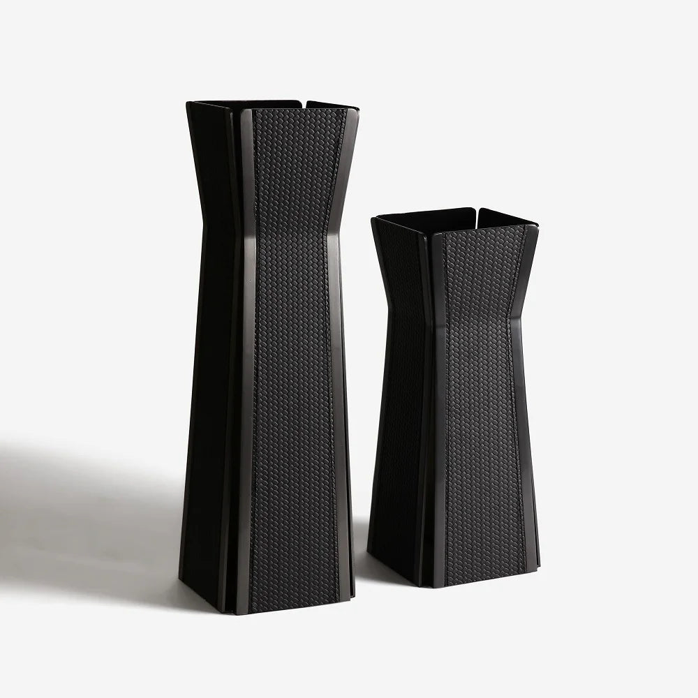 B-146Deluxe Stainless Steel Leather Vases for Family Hall Study Decoration Ideal Choice for Family Decoration Vases