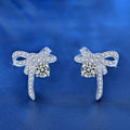 New Trendy Wedding Jewelry 925 Sterling Silver Wedding Jewelry 0.5ct Mossianite Bow Stud Earrings for Women