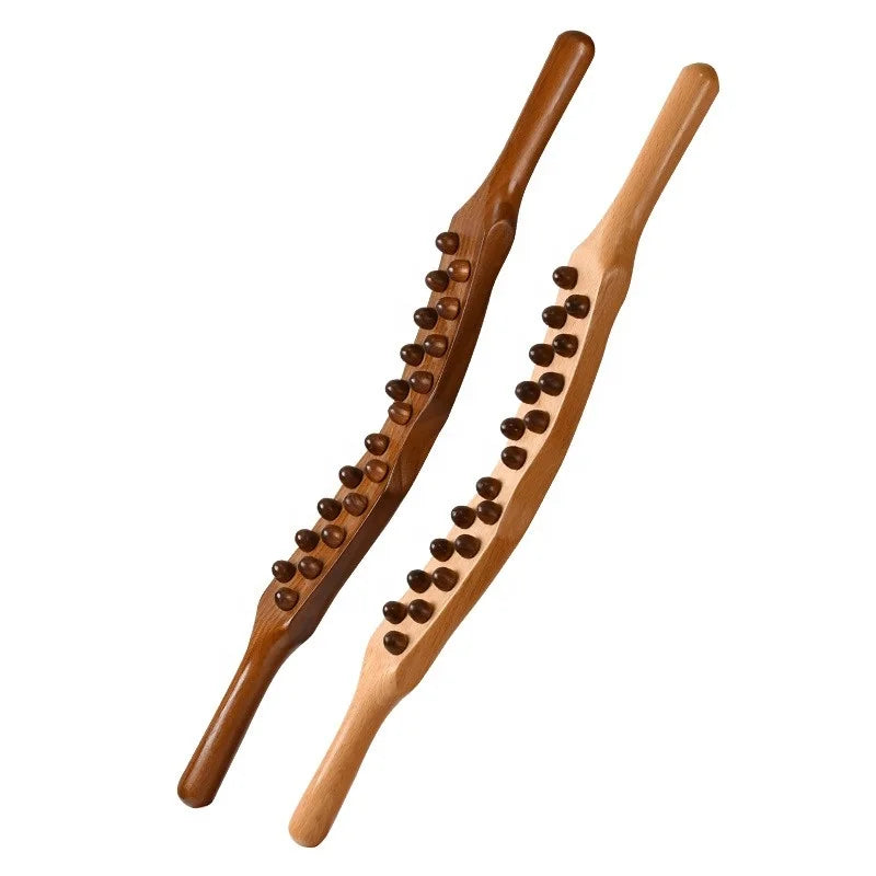 20 Beads Rolling Pin Universal Back Needle Massage Tendons Beech Wood Scraping Stick Point Treatment Guasha Relax Therapy Tool