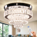 Dimmable Modern Ceiling Chandelier 3-Color Indoor Crystal Pendant Light Fixture Round  Home Art Decor for Room Use