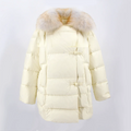QIUCHEN QC22116 Casual Women's Winter Warm 90% Goose Down Coat with Real Fox Fur Trim Acrylic Lining