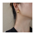 French Crescent Shaped Hollow Earrings Stainless Steel Gold Plated Jewelry for Girls Tarnish Free Hypoallergenic