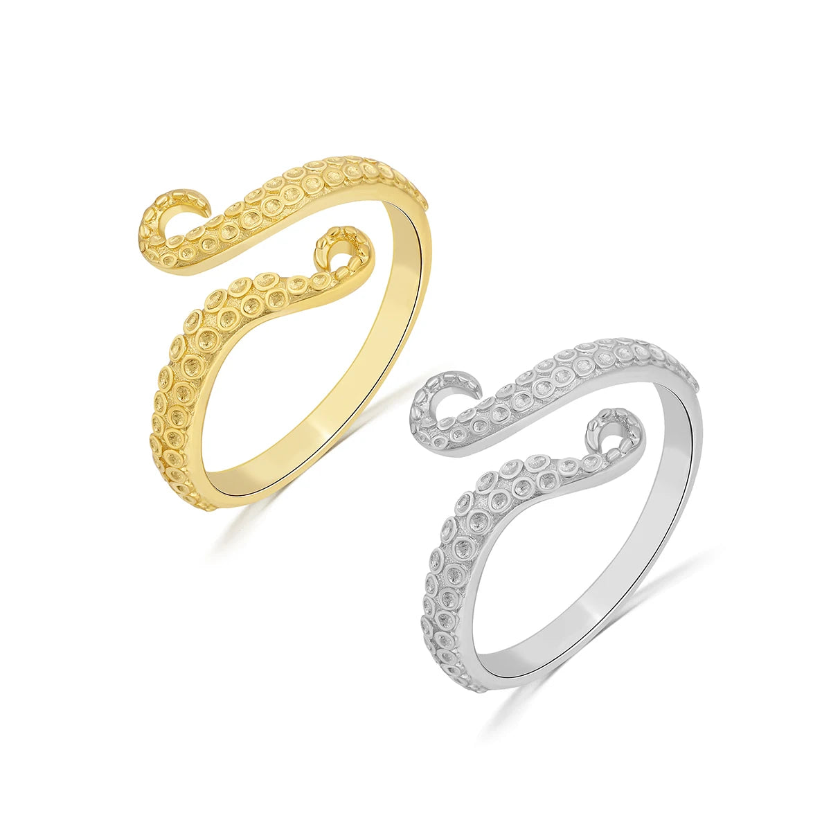 Hot Selling 925 Sterling Silver Cute Ocean Octopus 18k Gold Plated Adjustable Women's Ring Jewelry Wholesale