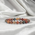 8mm Natural Polish Picasso Jasper Semi-Precious Gemstones Healing Crystal Beads Picasso Jasper Stretch Bracelet