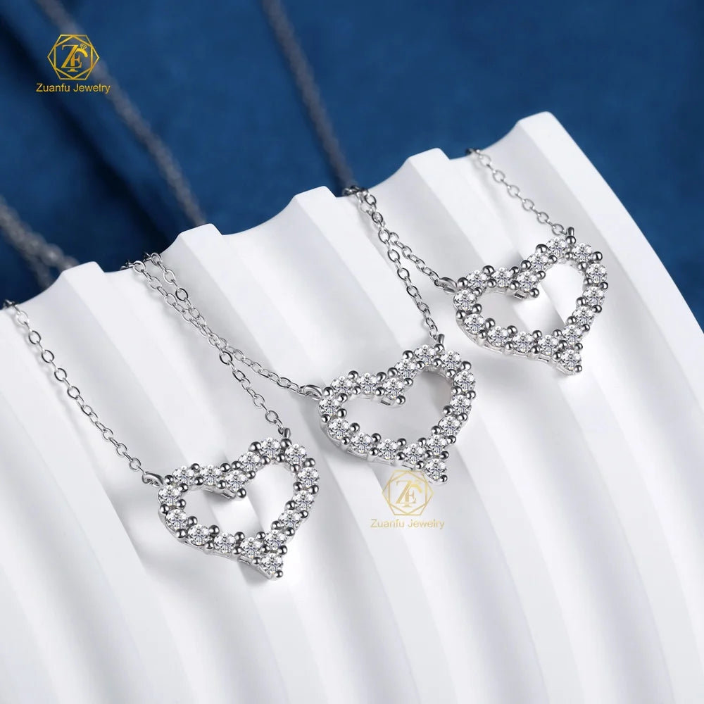 Heart Pendant Fashion Jewelry Necklaces 0.5ct D Color 925 Sterling Silver Pendant VVS1 Moissanite Pendant Necklace for Women
