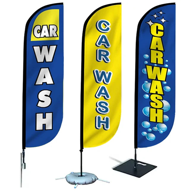 Feather Flags Custom  Double-Side Digital Print Beach Flag Outdoor Car Wash Open Feather Beach Flag with Pole Kit
