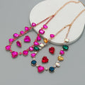 Summer New Trend Metal Glass Crystal Heart Necklace Earrings Set Bridal Wedding Party Jewelry Women Wedding Accessories Gift