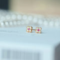 New 925 Sterling Silver Four Clover Zircon Earrings 14K Gold Plated Flower Stud Earrings Women Birthday Gifts